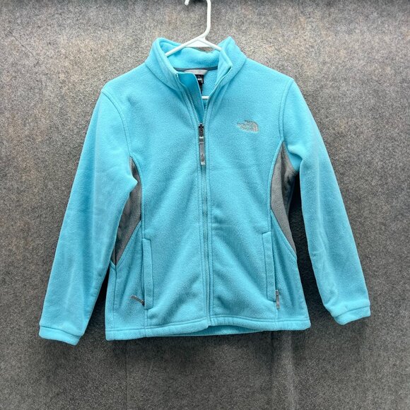 The North Face Jacket Girls Large Blue Gray Full Zip Denali Fleece Polartec - Picture 1 of 11